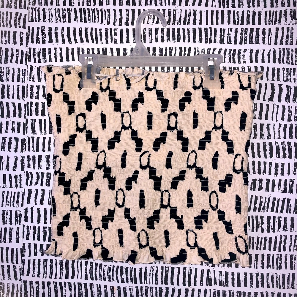 H&M Stretchy tube top (black & cream print)